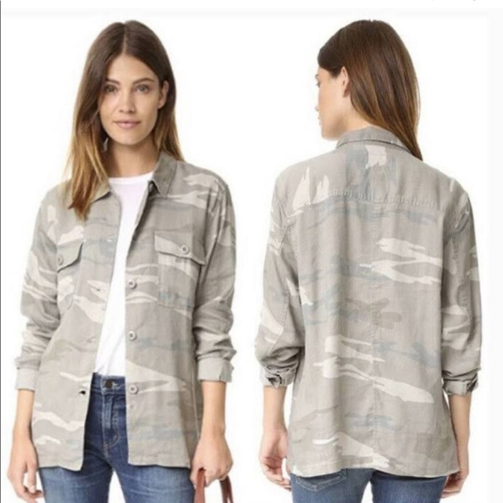 Rails Green Camo Everett Linen Button Up Top M - image 2